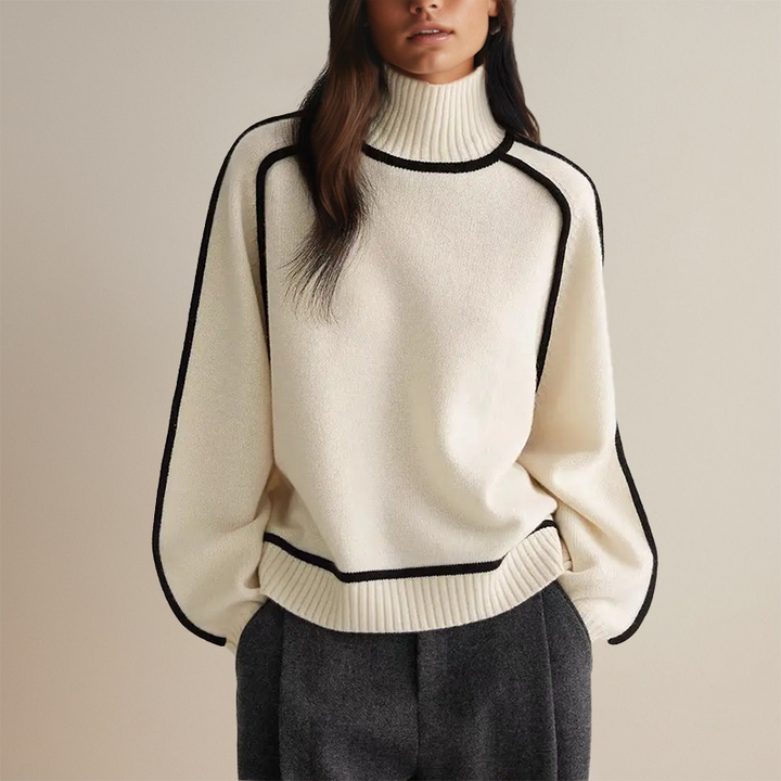 Mahaut | Women's Relaxed High Neck Sweater with Seam Detail