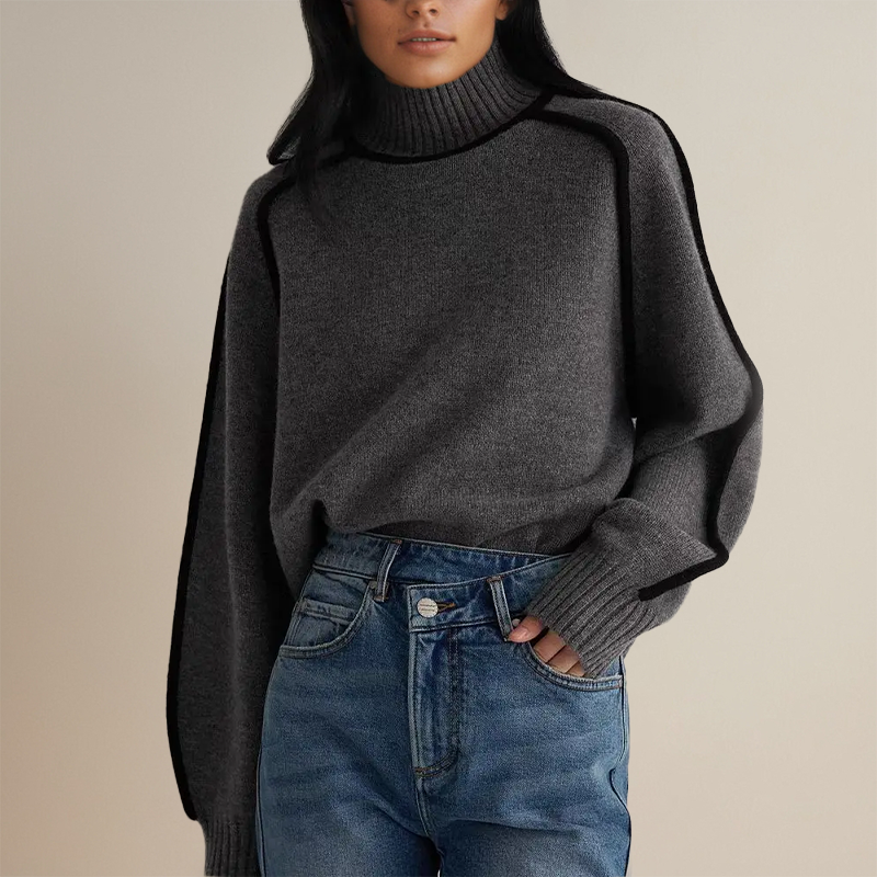 Mahaut | Women's Relaxed High Neck Sweater with Seam Detail