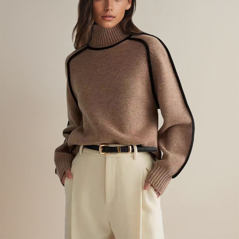 Mahaut | Women's Relaxed High Neck Sweater with Seam Detail