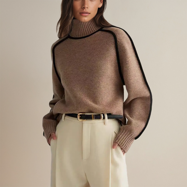 Mahaut | Women's Relaxed High Neck Sweater with Seam Detail