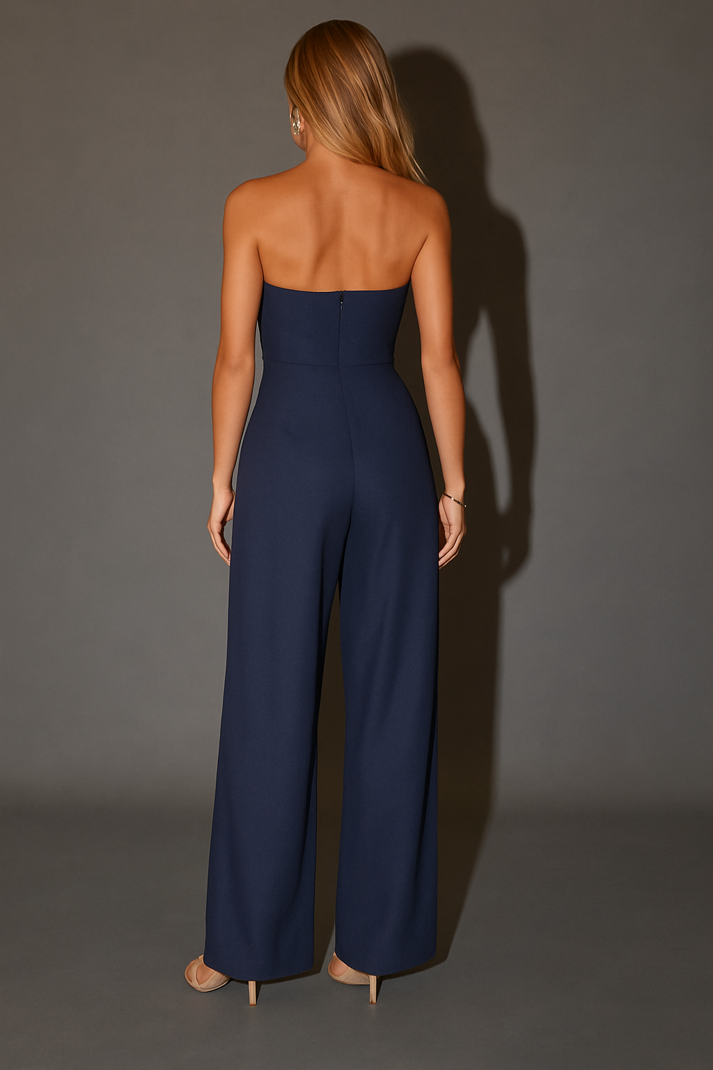 Women's Jumpsuit with Strapless Top and Straight Legs