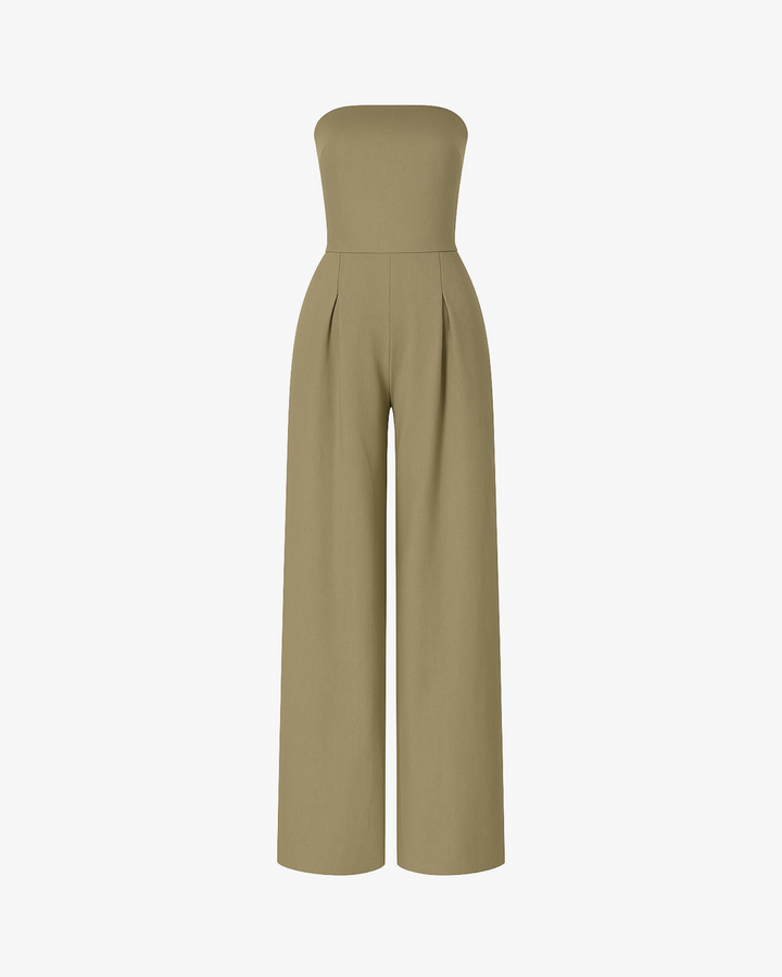 Women's Jumpsuit with Strapless Top and Straight Legs