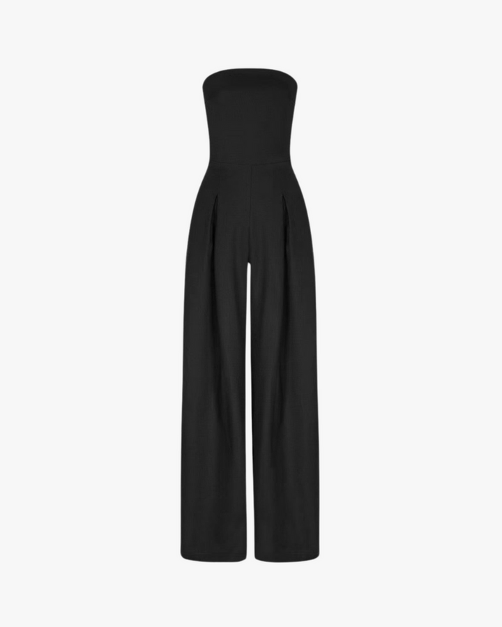 Women's Jumpsuit with Strapless Top and Straight Legs