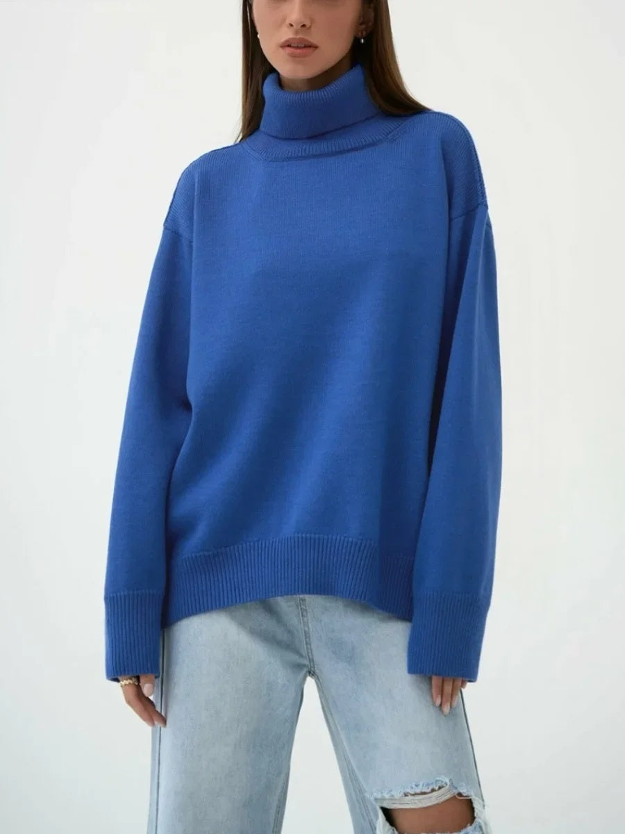 Women's Turtleneck Sweater with High Collar and Cuffs