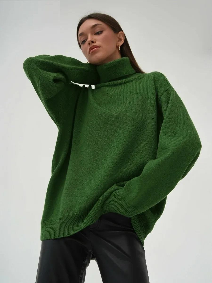 Women's Turtleneck Sweater with High Collar and Cuffs