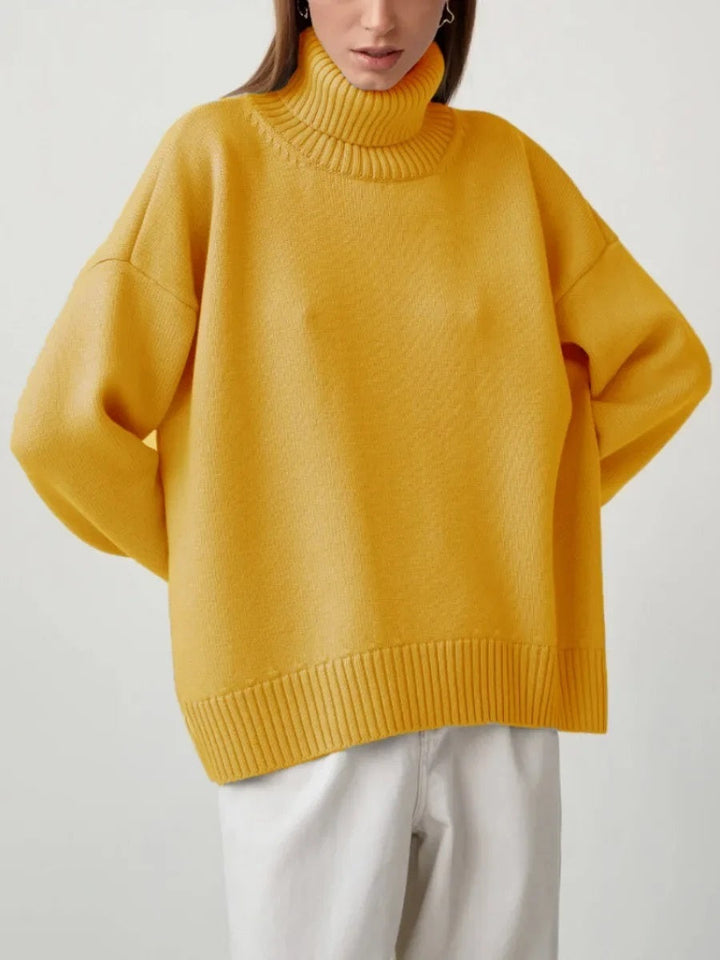 Women's Turtleneck Sweater with High Collar and Cuffs