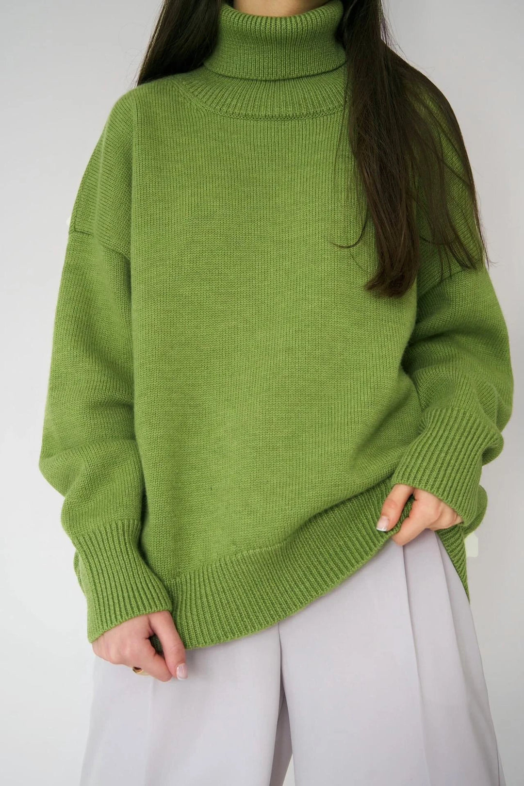Women's Turtleneck Sweater with High Collar and Cuffs
