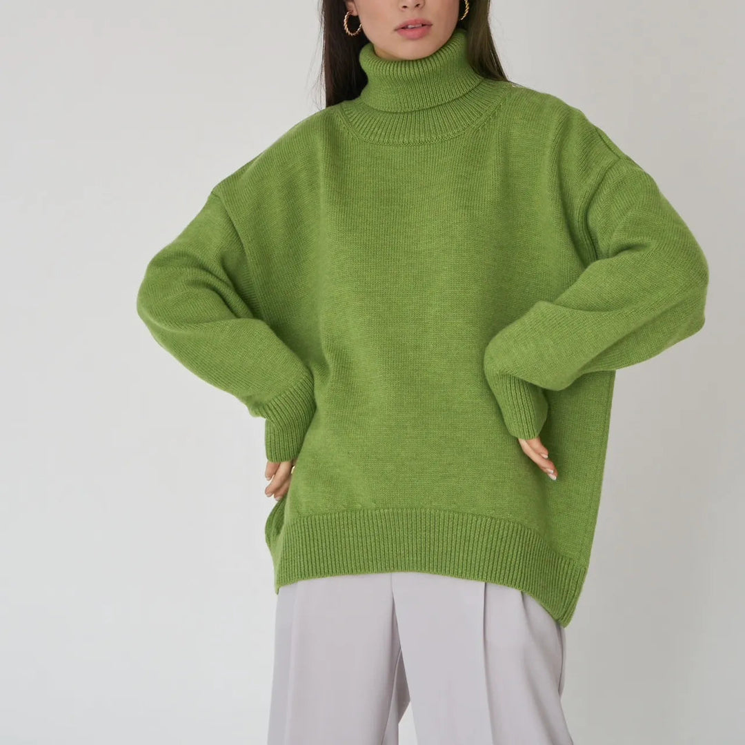 Women's Turtleneck Sweater with High Collar and Cuffs