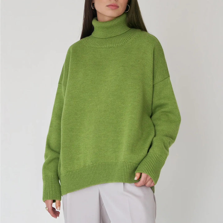 Women's Turtleneck Sweater with High Collar and Cuffs