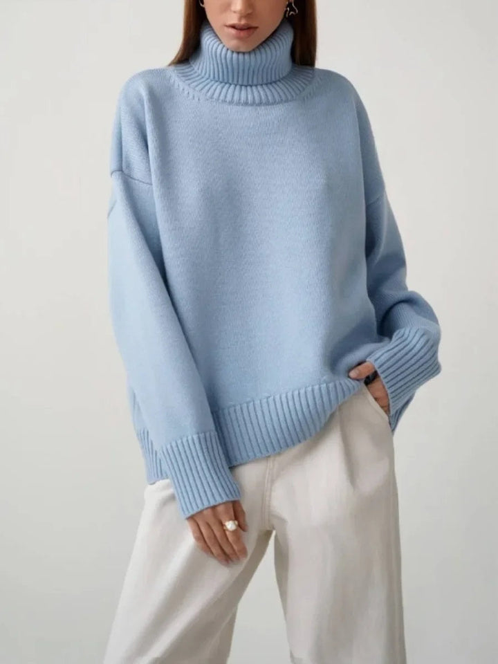 Women's Turtleneck Sweater with High Collar and Cuffs