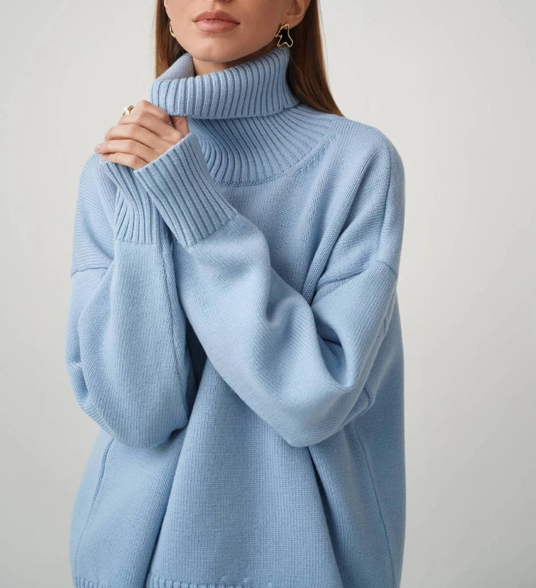 Women's Turtleneck Sweater with High Collar and Cuffs