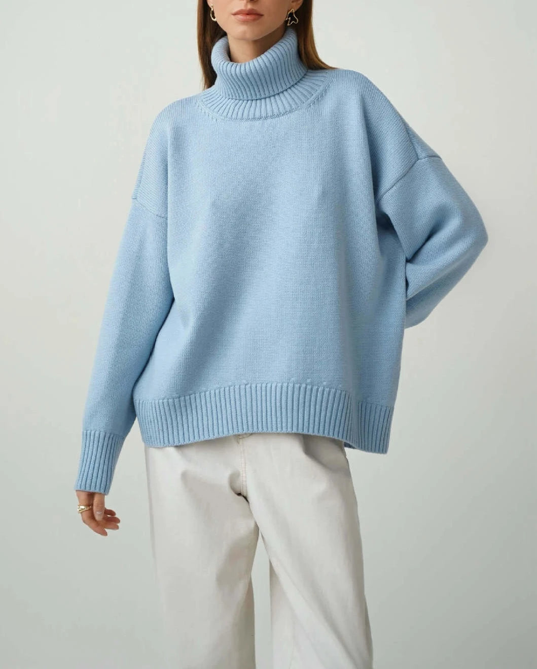 Women's Turtleneck Sweater with High Collar and Cuffs