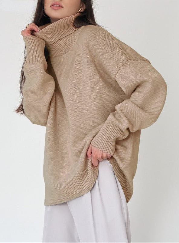 Women's Turtleneck Sweater with High Collar and Cuffs