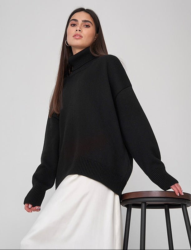 Women's Turtleneck Sweater with High Collar and Cuffs