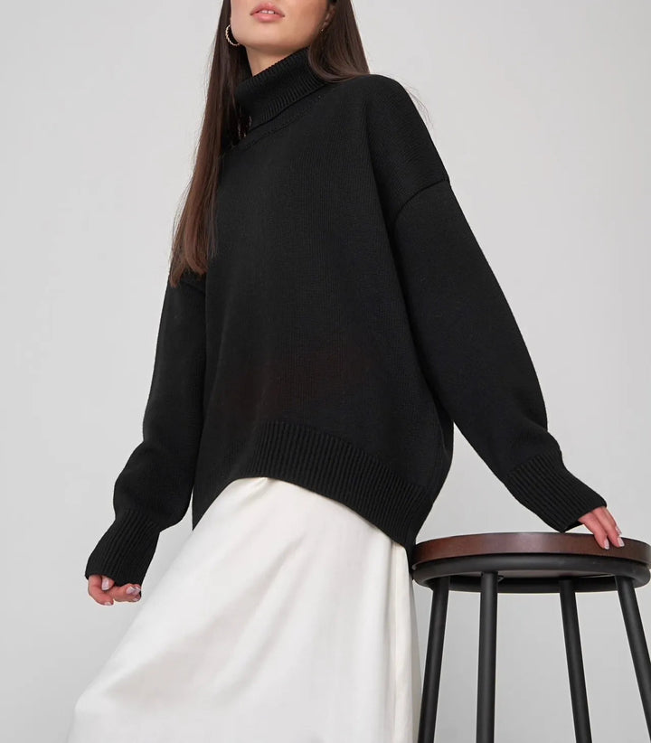 Women's Turtleneck Sweater with High Collar and Cuffs