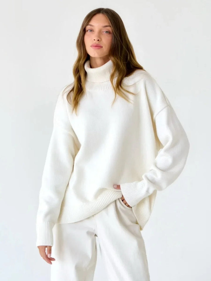 Women's Turtleneck Sweater with High Collar and Cuffs