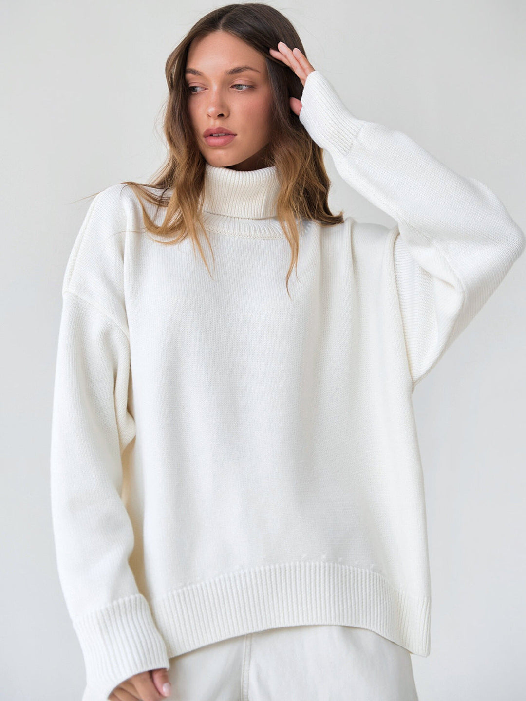 Women's Turtleneck Sweater with High Collar and Cuffs