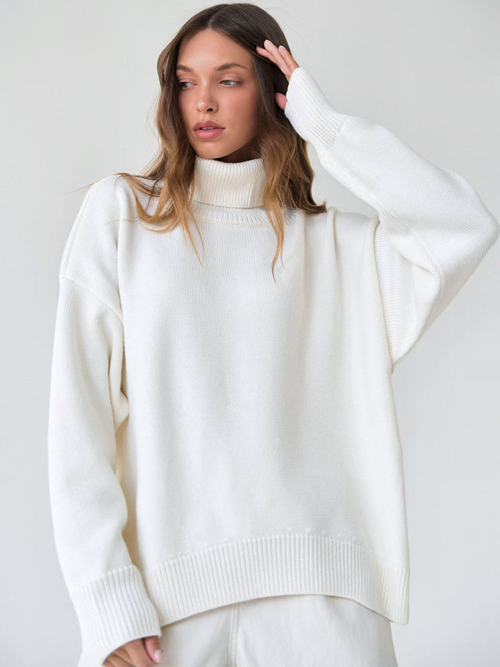 Women's Turtleneck Sweater with High Collar and Cuffs