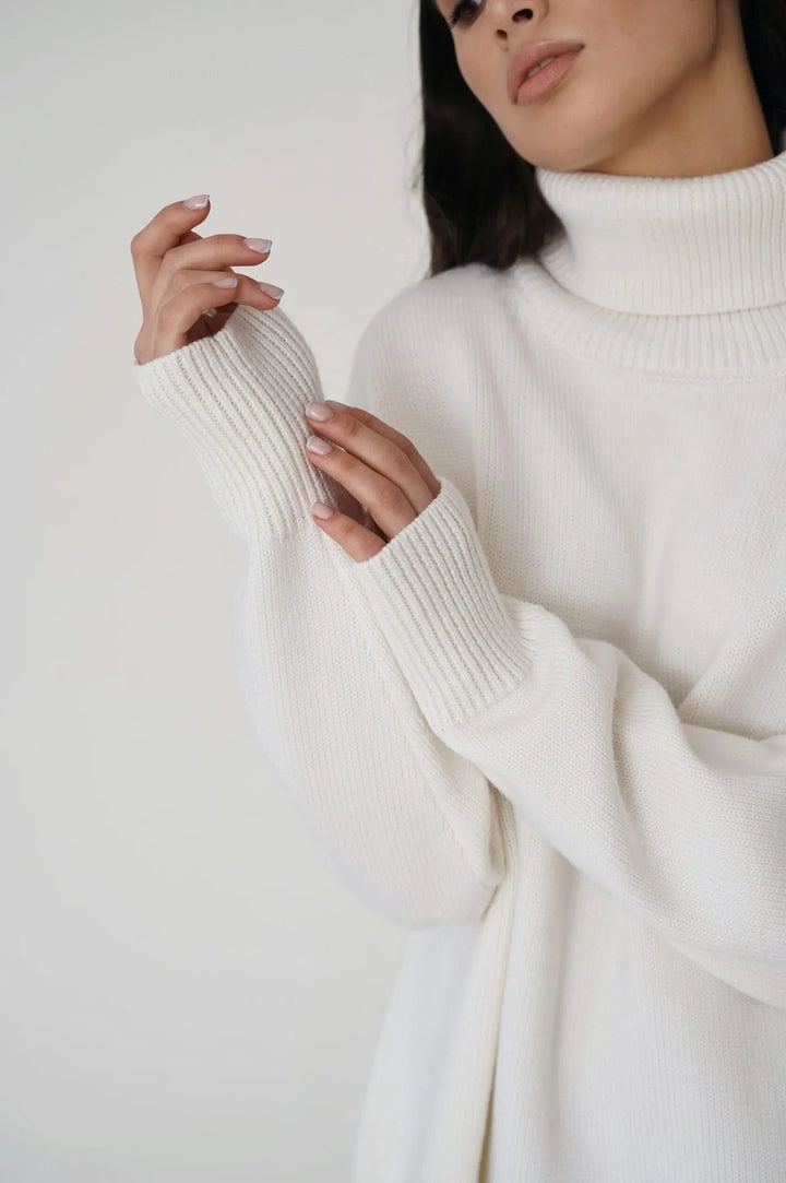 Women's Turtleneck Sweater with High Collar and Cuffs