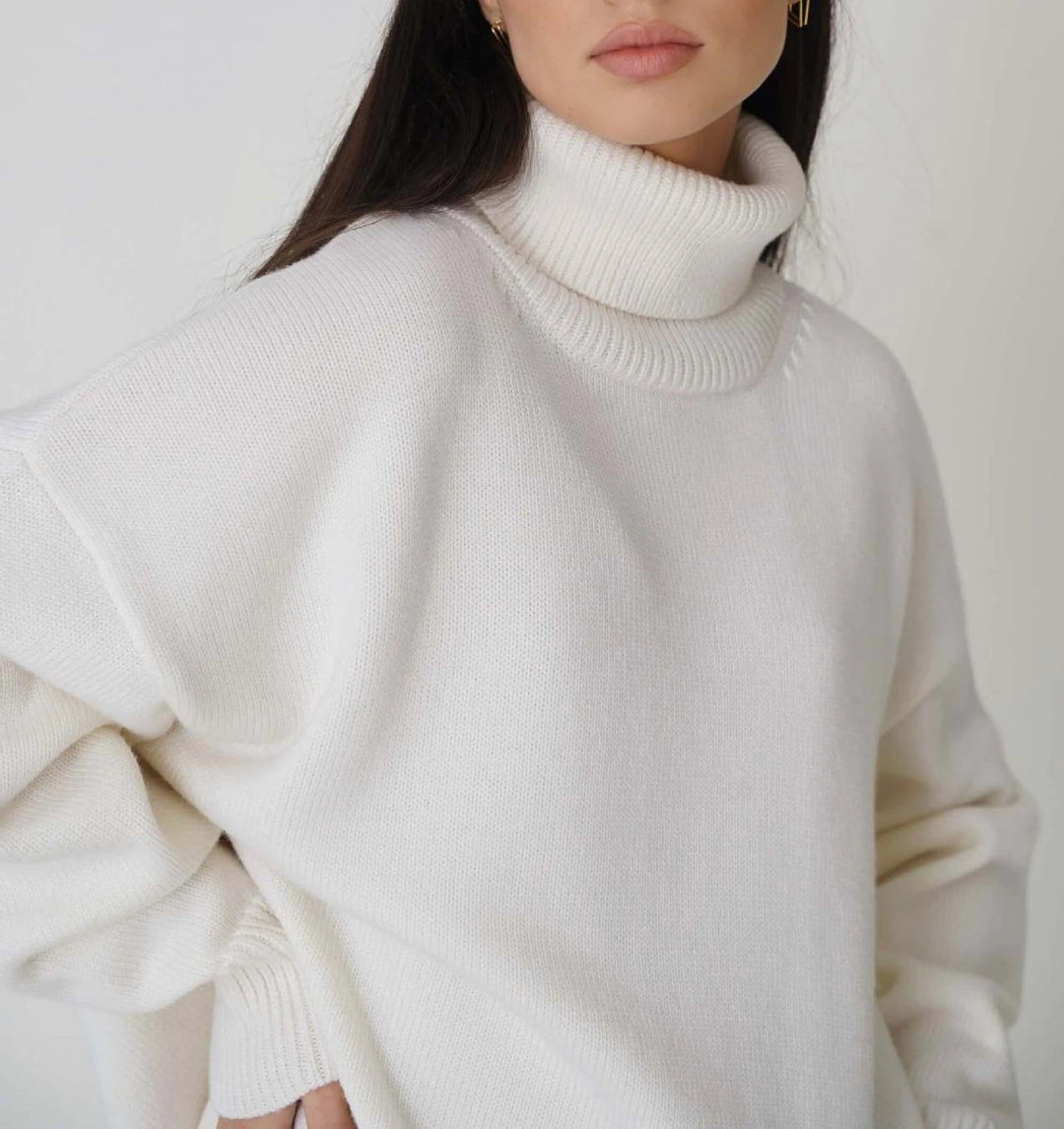 Women's Turtleneck Sweater with High Collar and Cuffs