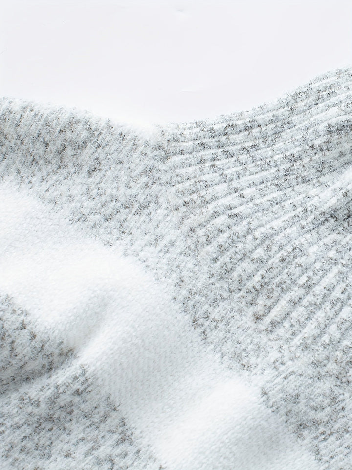 Women's Turtleneck Sweater with Horizontal Stripes and Long Sleeves