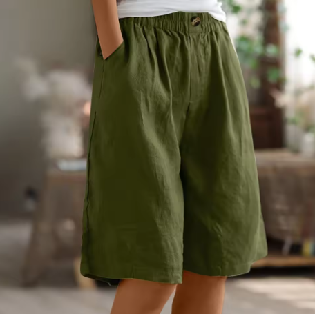 Dana | Women's Casual Wide-Leg Cotton Linen Bermuda Shorts