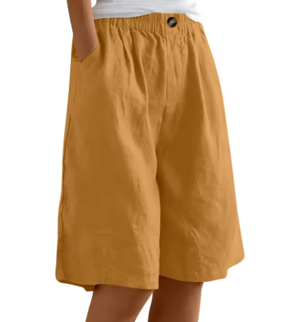 Dana | Women's Casual Wide-Leg Cotton Linen Bermuda Shorts
