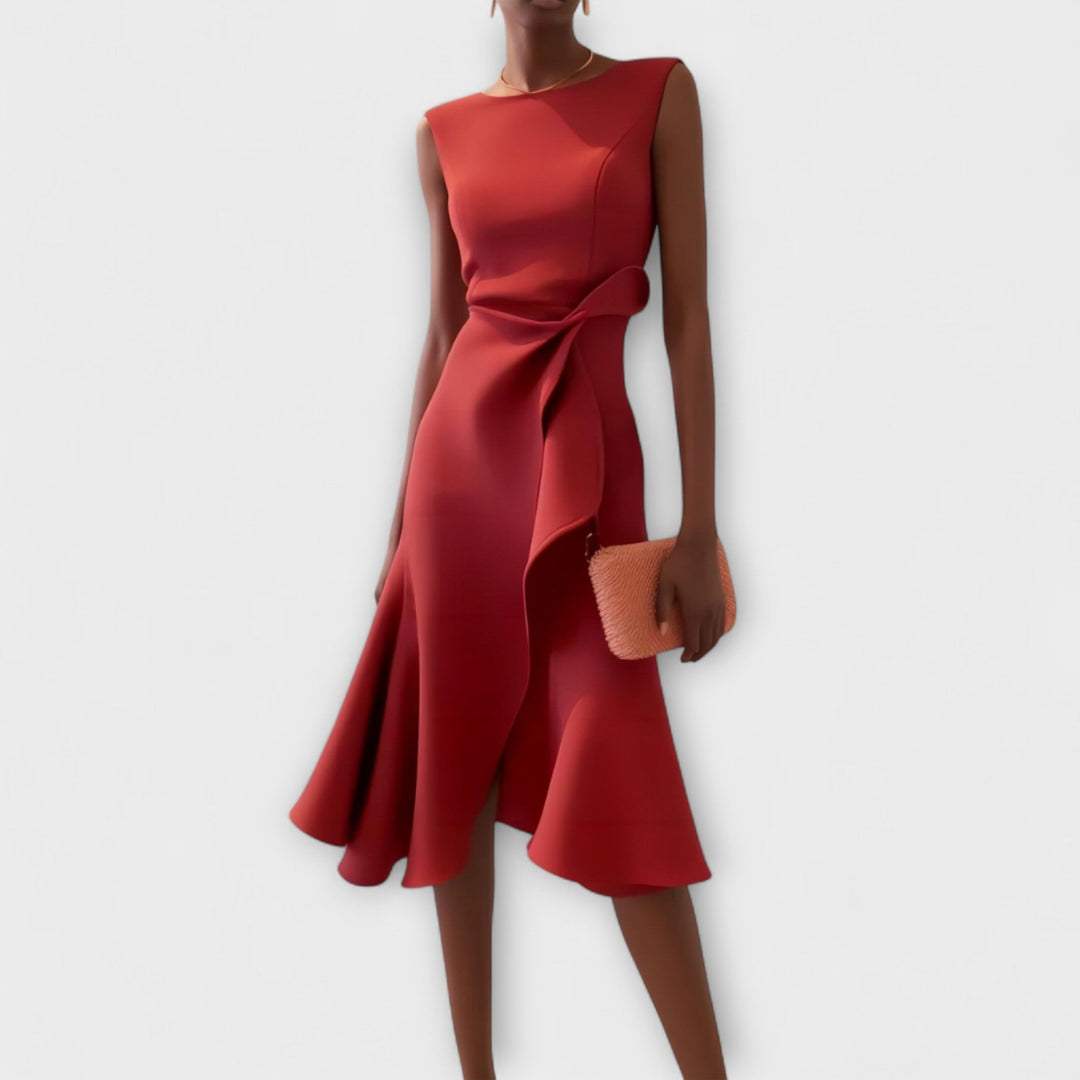 Darlene | Women's Sophisticated Asymmetric Sleeveless Midi Dress