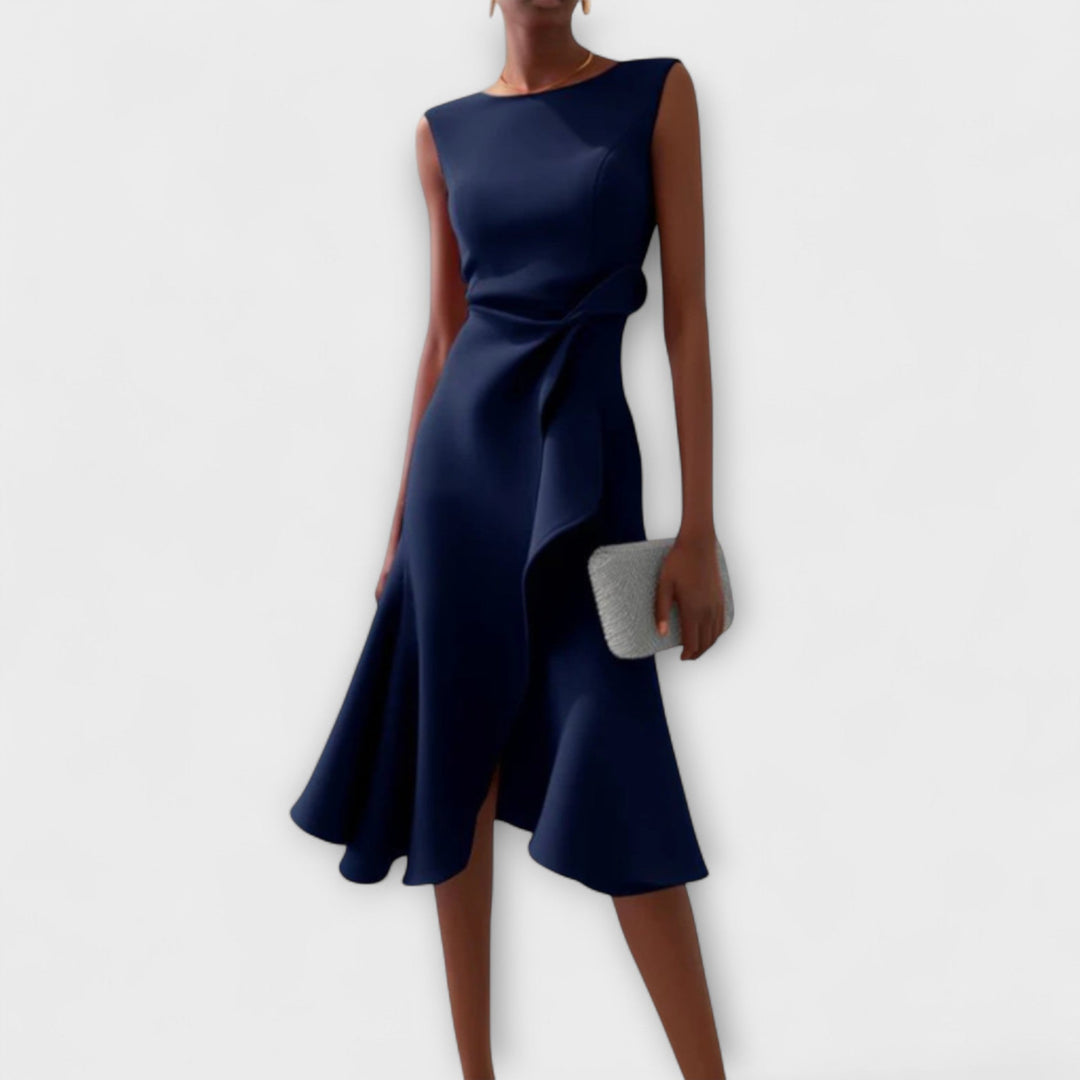 Darlene | Women's Sophisticated Asymmetric Sleeveless Midi Dress