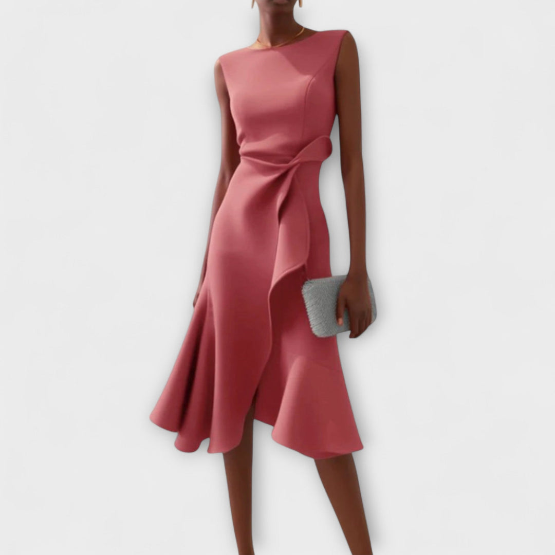 Darlene | Women's Sophisticated Asymmetric Sleeveless Midi Dress