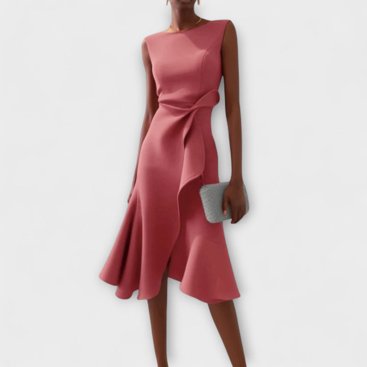 Darlene | Women's Sophisticated Asymmetric Sleeveless Midi Dress
