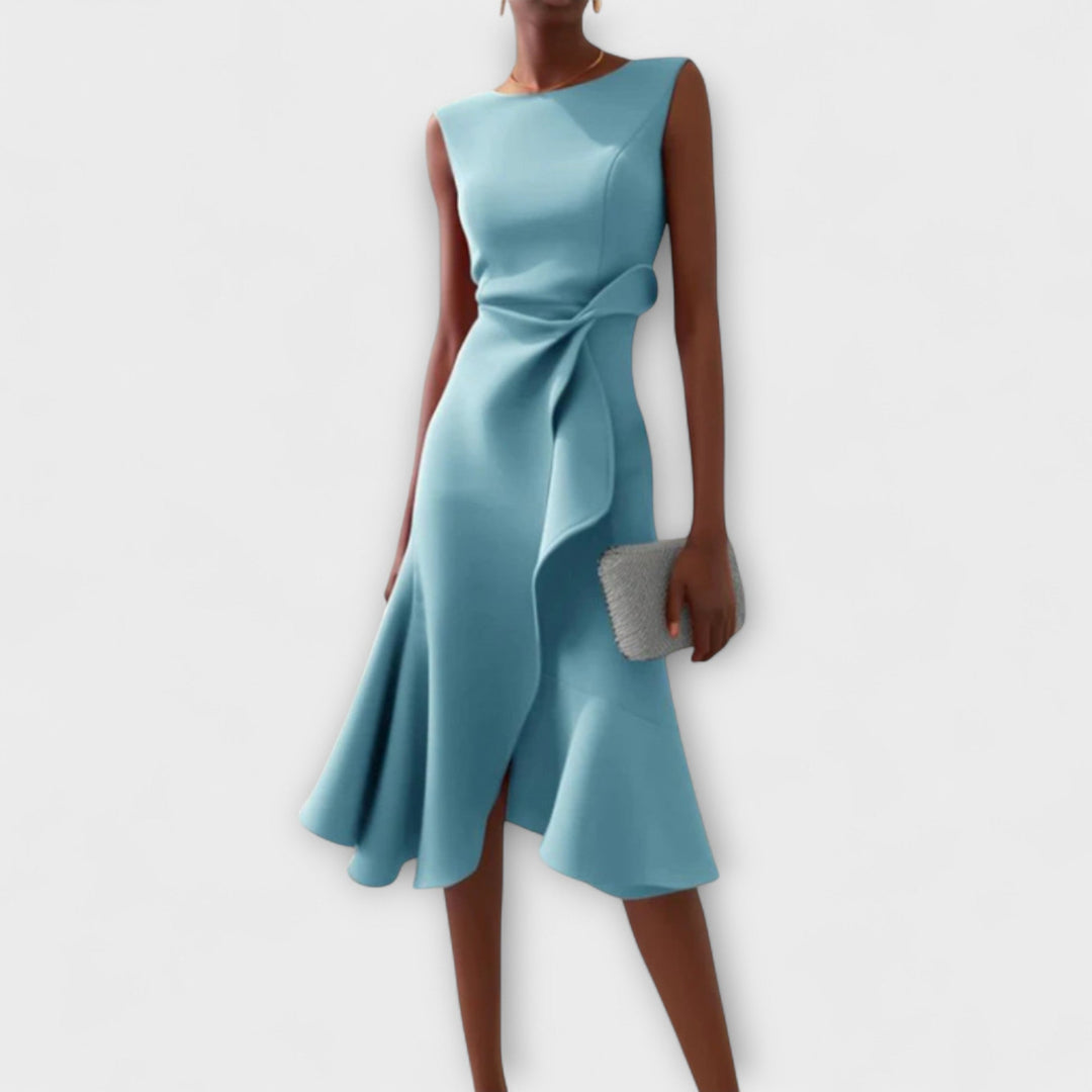 Darlene | Women's Sophisticated Asymmetric Sleeveless Midi Dress