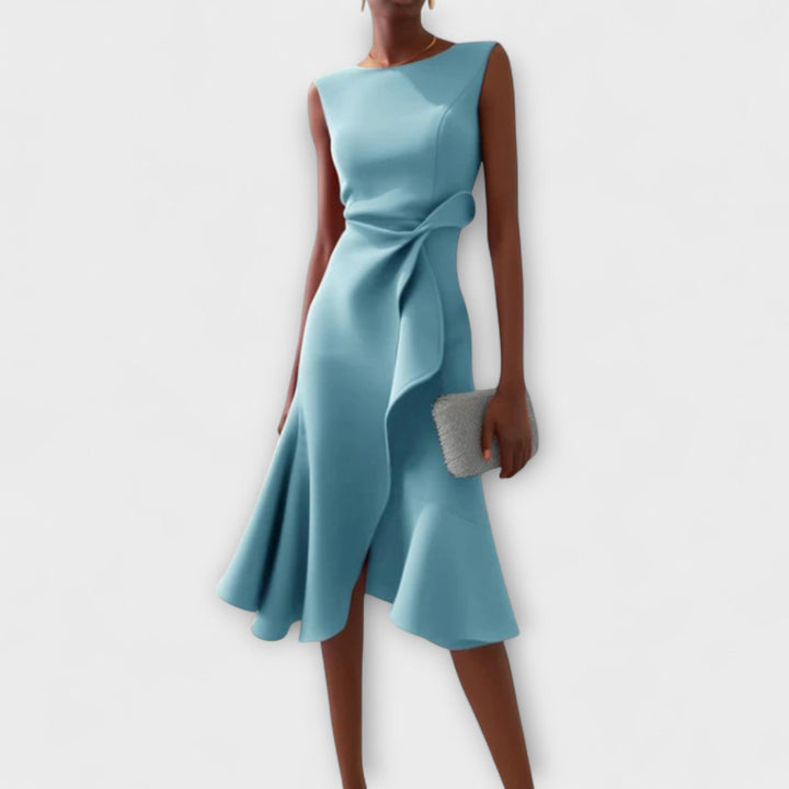 Darlene | Women's Sophisticated Asymmetric Sleeveless Midi Dress