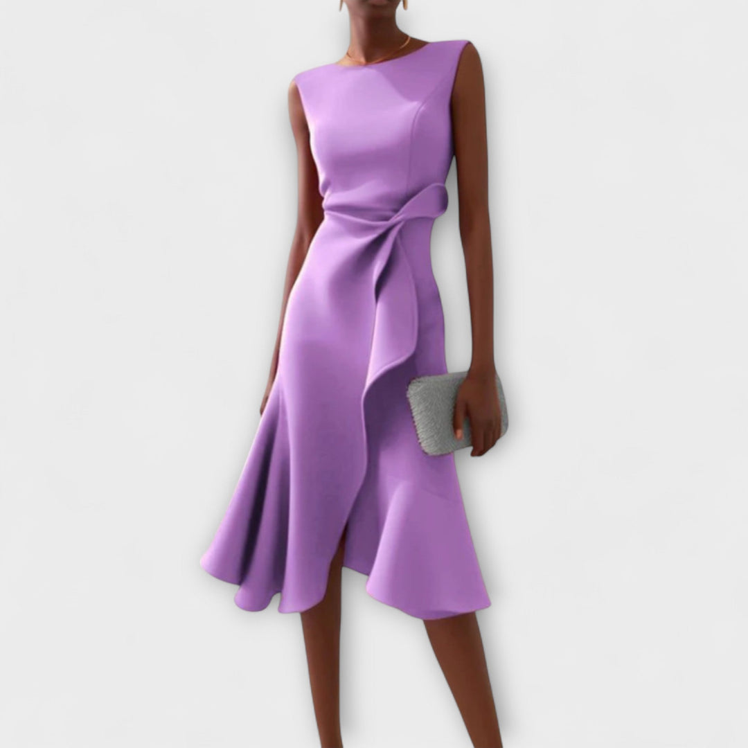 Darlene | Women's Sophisticated Asymmetric Sleeveless Midi Dress