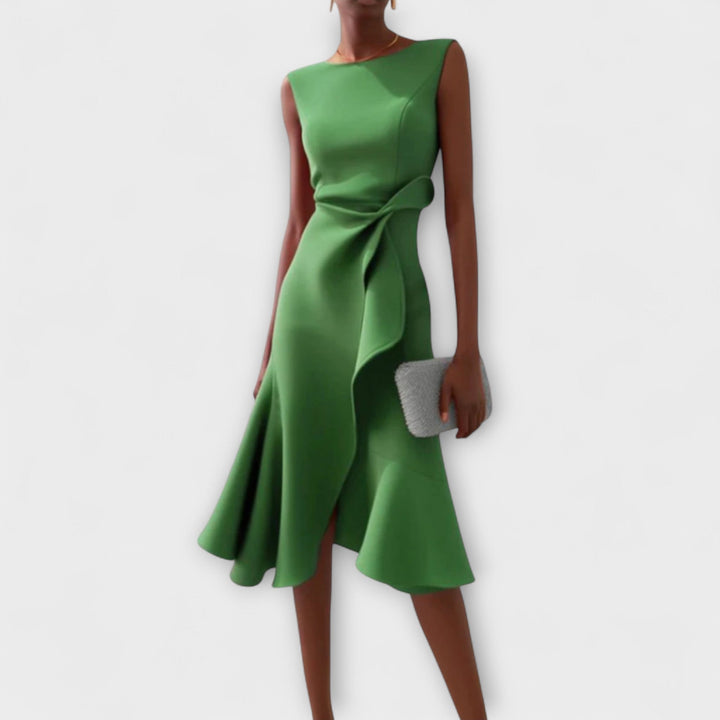 Darlene | Women's Sophisticated Asymmetric Sleeveless Midi Dress