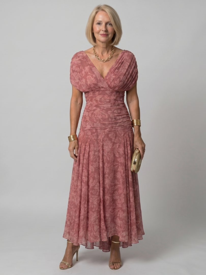 Delphine | Women's Off-Shoulder Draped Flowing Midi Dress
