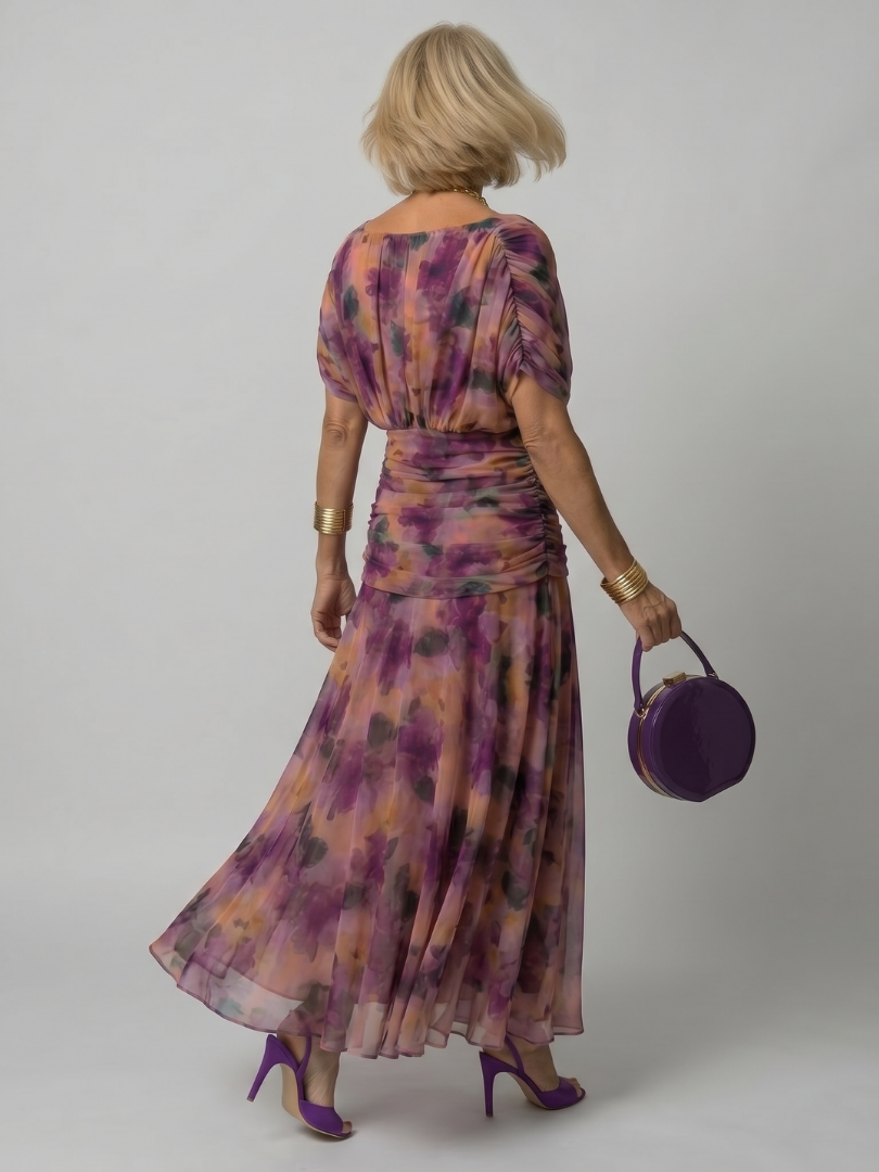 Delphine | Women's Off-Shoulder Draped Flowing Midi Dress