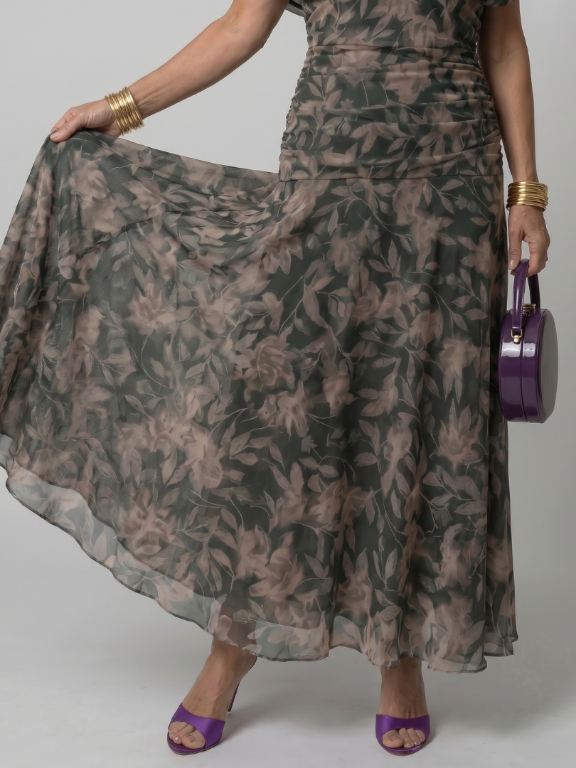 Delphine | Women's Off-Shoulder Draped Flowing Midi Dress