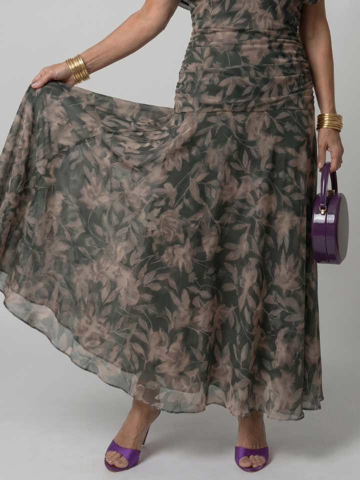 Delphine | Women's Off-Shoulder Draped Flowing Midi Dress