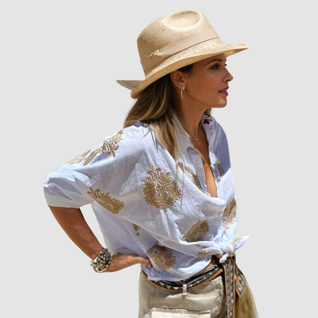 Delphine | Women's Soft Printed Breathable Flowing Blouse