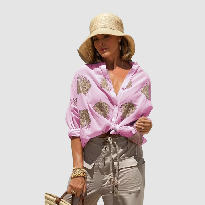 Delphine | Women's Soft Printed Breathable Flowing Blouse