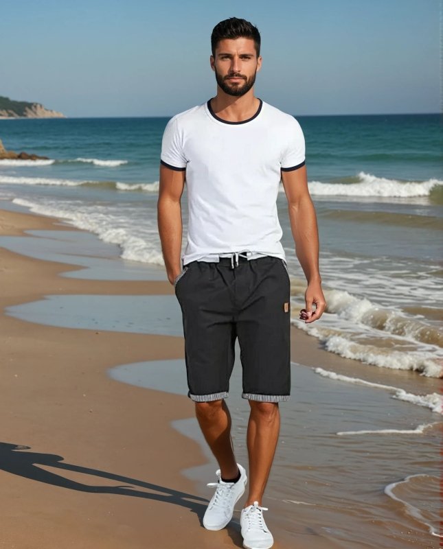 Desmond | Men's Knee Length Drawstring Cotton Shorts