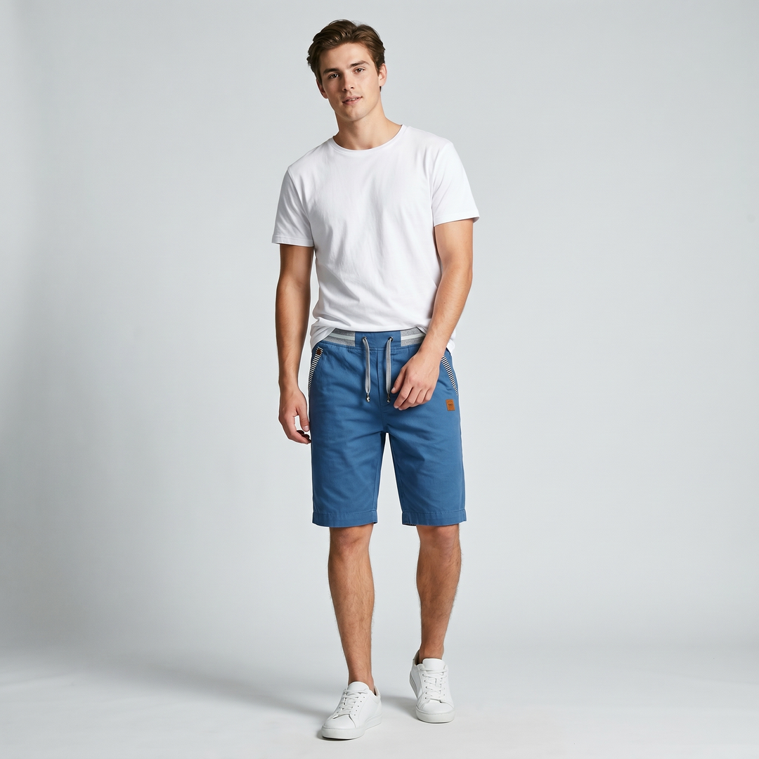 Desmond | Men's Knee Length Drawstring Cotton Shorts