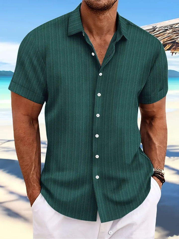 Dexter | Men's Ribbed Short Sleeve Button-Down Shirt