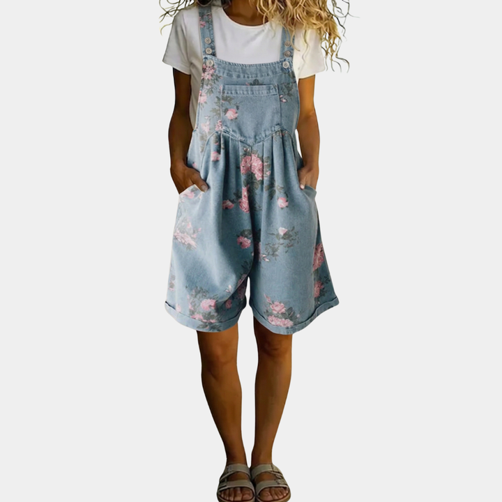 Dianne | Women's Denim Floral Relaxed Romper