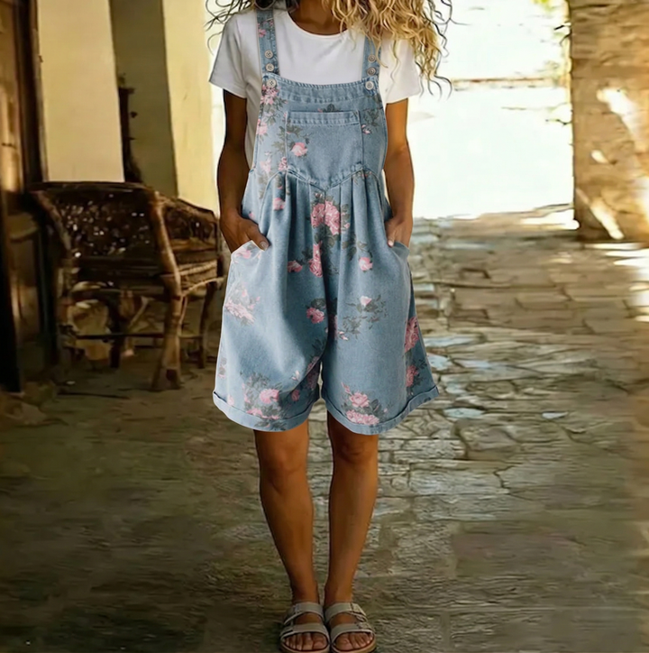 Dianne | Women's Denim Floral Relaxed Romper