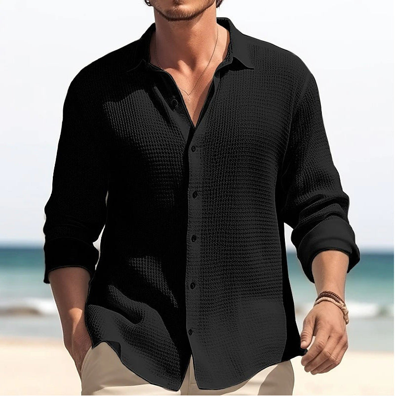 Zander | Casual Waffle Knit Button Down Shirt