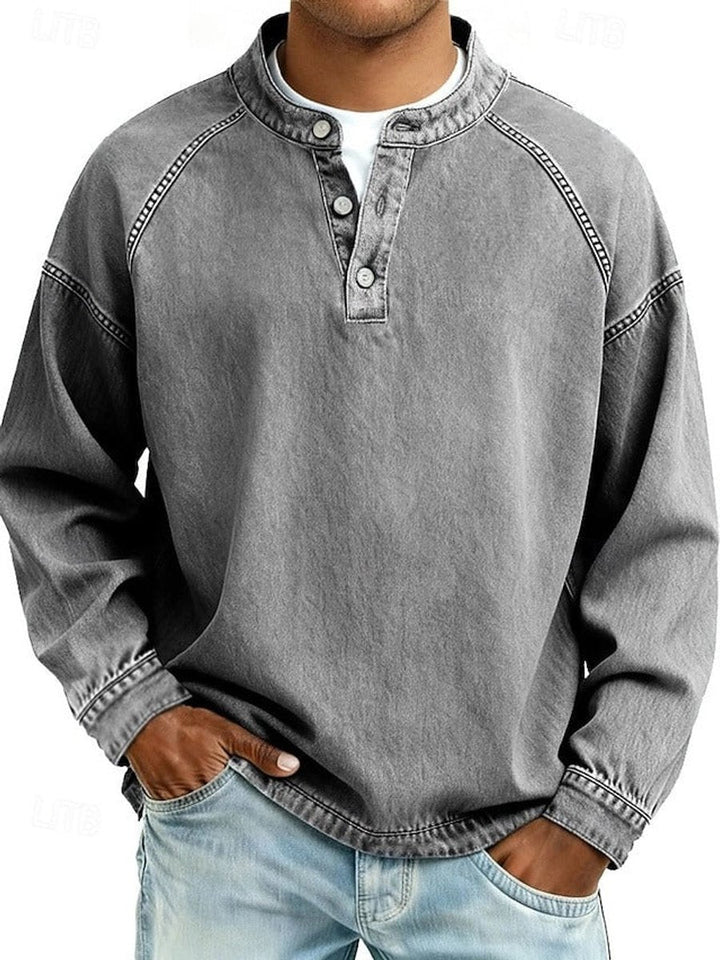 Drogon | Men's Washed Raglan Henley Sweatshirt