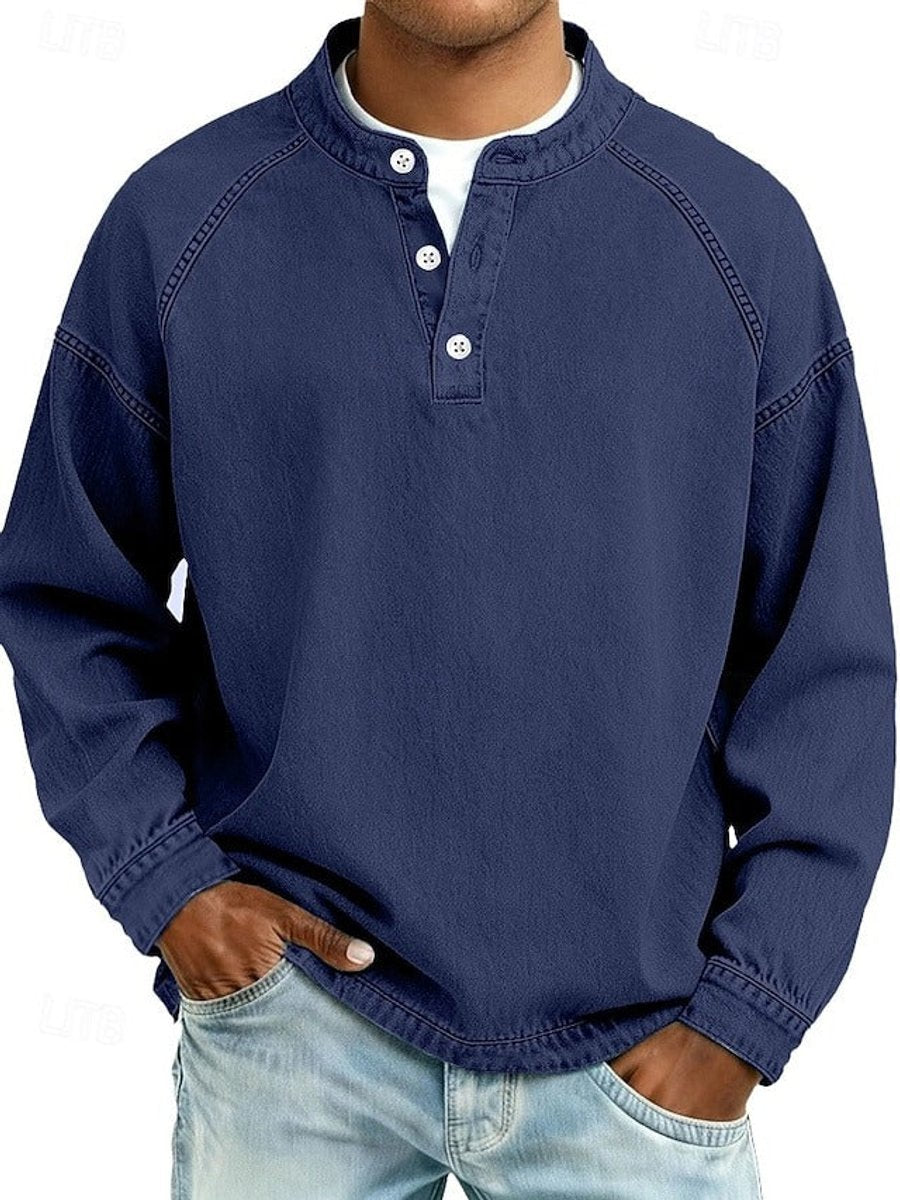 Drogon | Men's Washed Raglan Henley Sweatshirt
