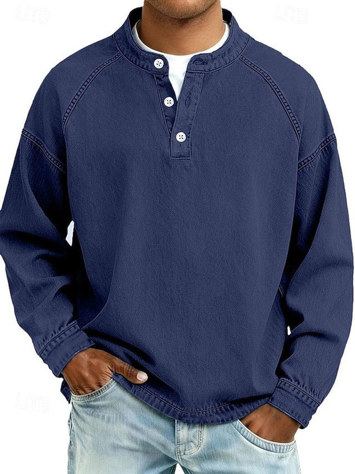 Drogon | Men's Washed Raglan Henley Sweatshirt